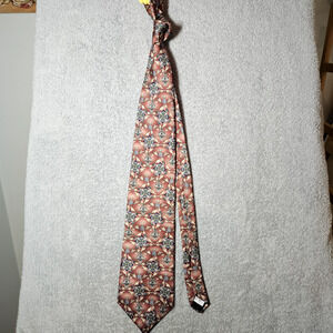 VTG Wembley Silk Tie Ornate Art Deco Medallion Pink Blue Gold Hand Made USA